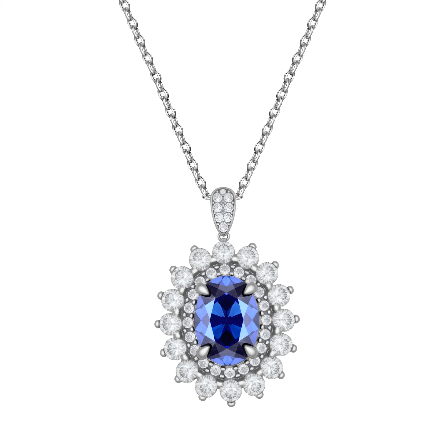 Elegant Sapphire Halo Jewelry Set - Stellaradorn