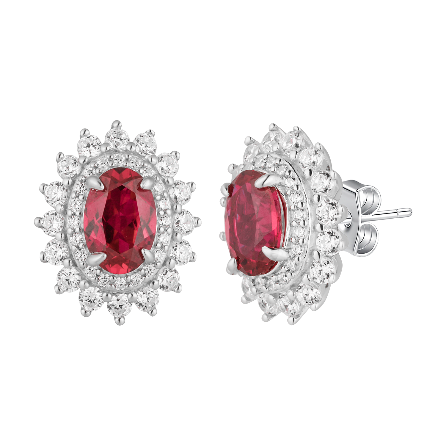 Elegant Ruby Halo Jewelry Set - Stellaradorn