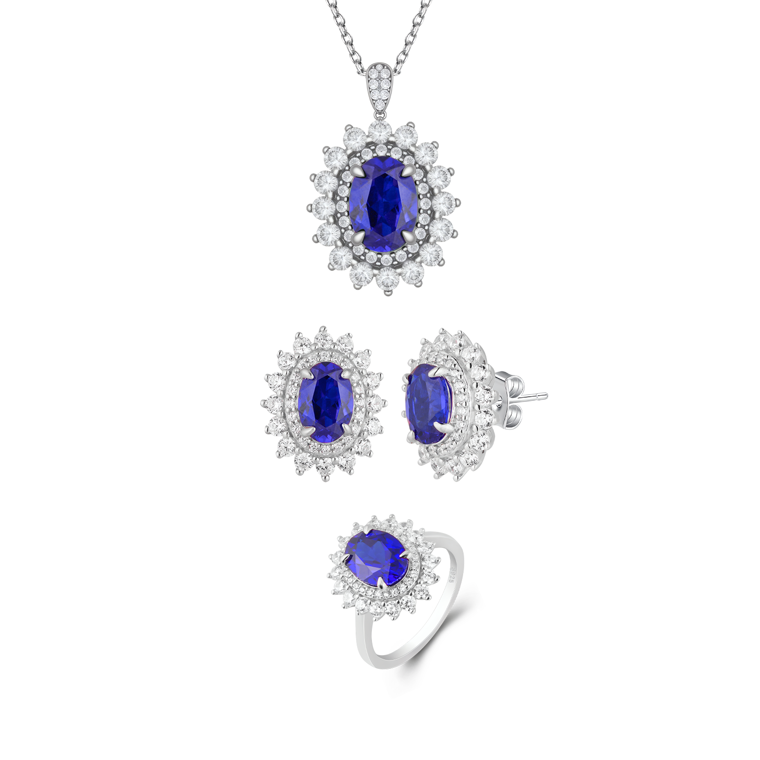 Elegant Ruby Halo Jewelry Set - Stellaradorn