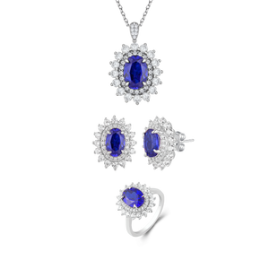 Elegant Ruby Halo Jewelry Set - Stellaradorn
