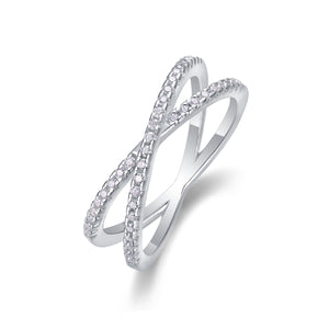 Criss Cross X-Shaped Half Eternity Stacking Ring - Stellaradorn