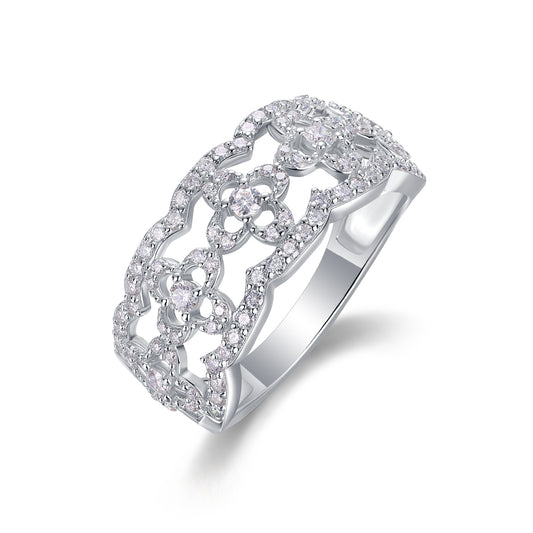 Elegance of Blossoms Clover Moissanite Wedding Ring - Stellaradorn