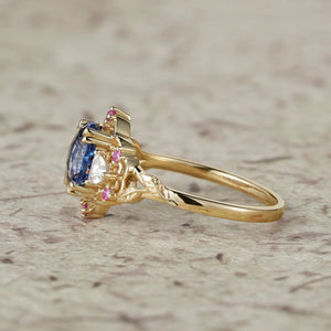 Audrey Three-Stone Sparkle Cut Sapphire Engagement Ring