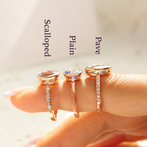 1.92 Ct. Oval Lavender Sapphire Ring in 14k Rose Gold Bezel Pave Diamond, Size 6.25