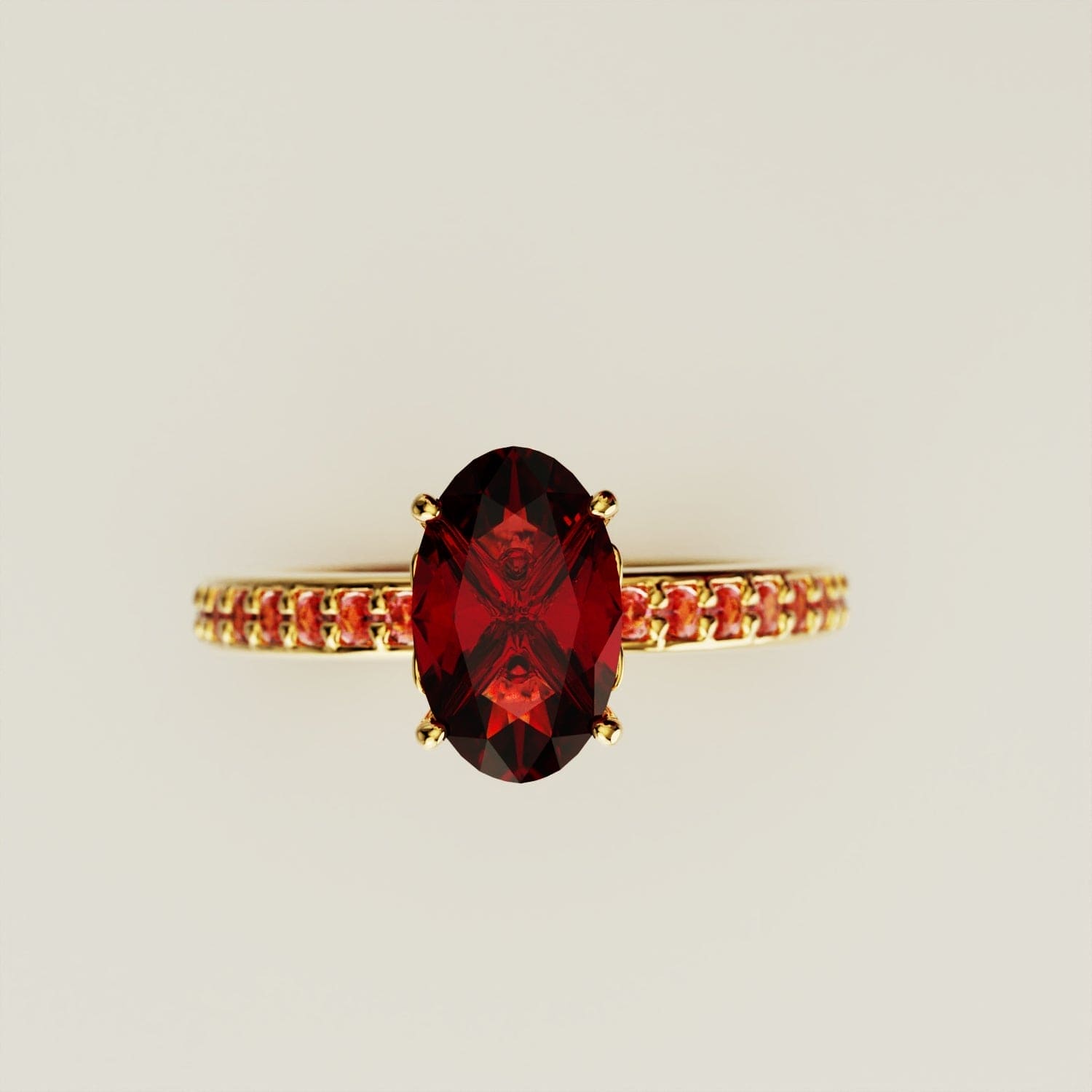 The Crimson Elegance 2CT Oval Cut Eternity Red Gemstone Ring