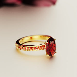 The Crimson Elegance 2CT Oval Cut Eternity Red Gemstone Ring