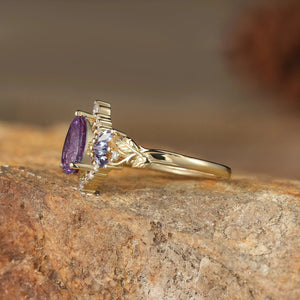 Rowan Vintage Sparkle Cut Alexandrite Halo Engagement Ring