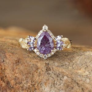 Rowan Vintage Sparkle Cut Alexandrite Halo Engagement Ring