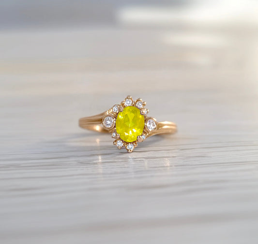 Yellow Sapphire Ring, Sapphire Engagement Ring