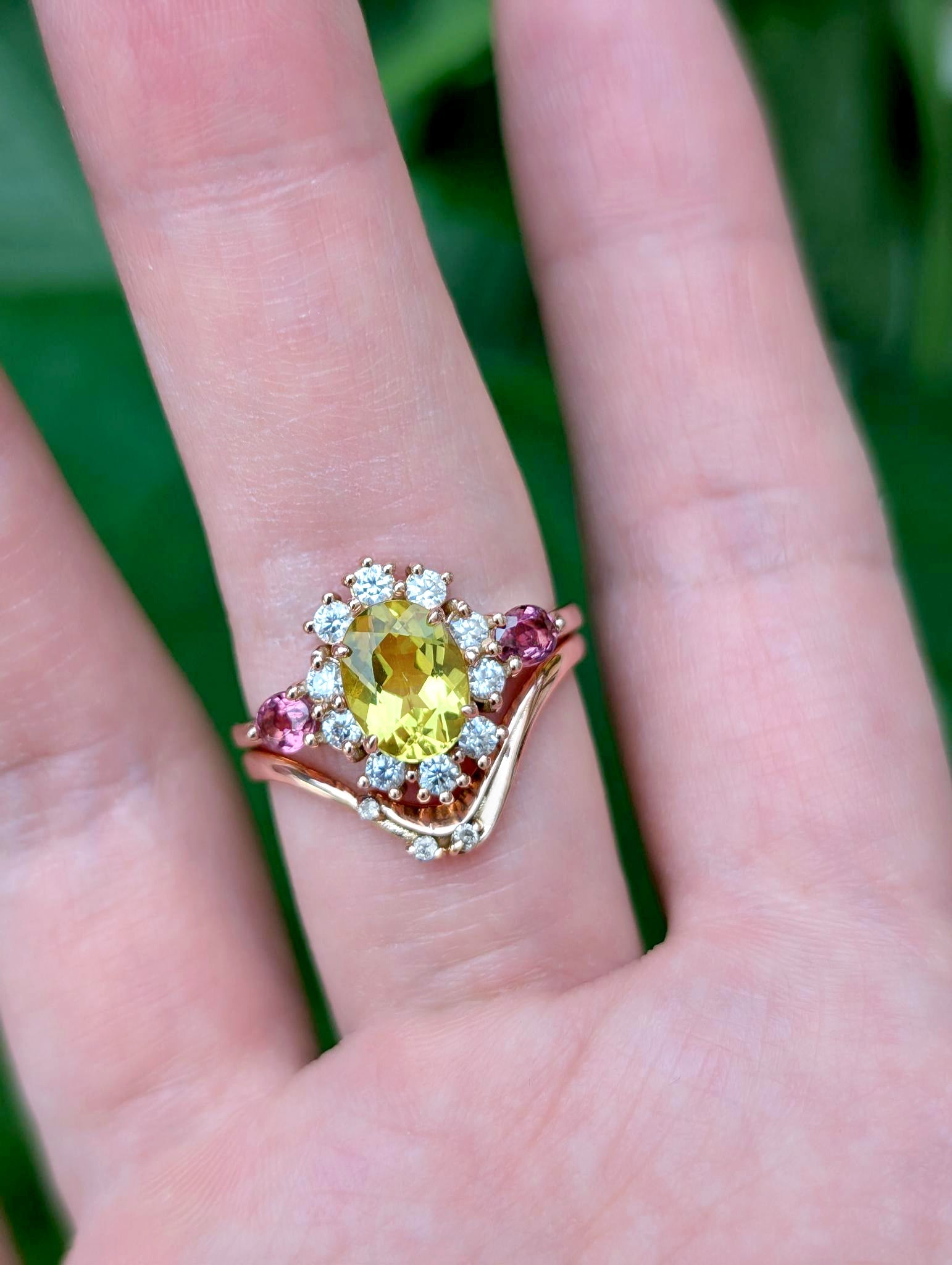 Yellow Sapphire Engagement Ring, Oval cut Sapphire Engagement Ring Wedding Ring