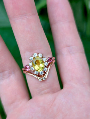 Yellow Sapphire Engagement Ring, Oval cut Sapphire Engagement Ring Wedding Ring