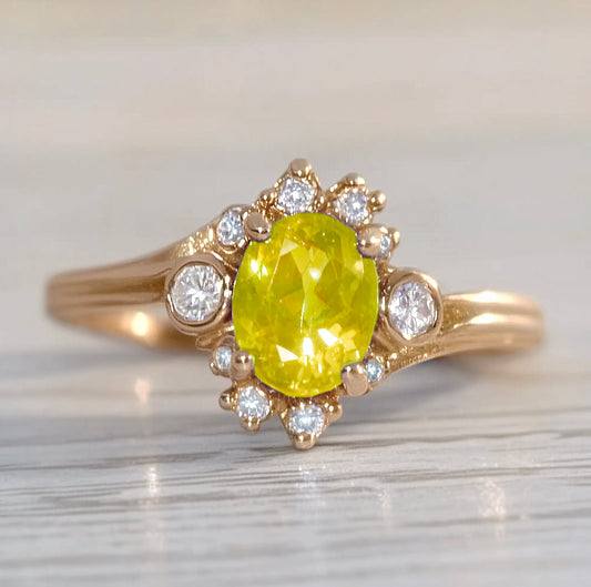 Yellow Sapphire Ring, Sapphire Engagement Ring