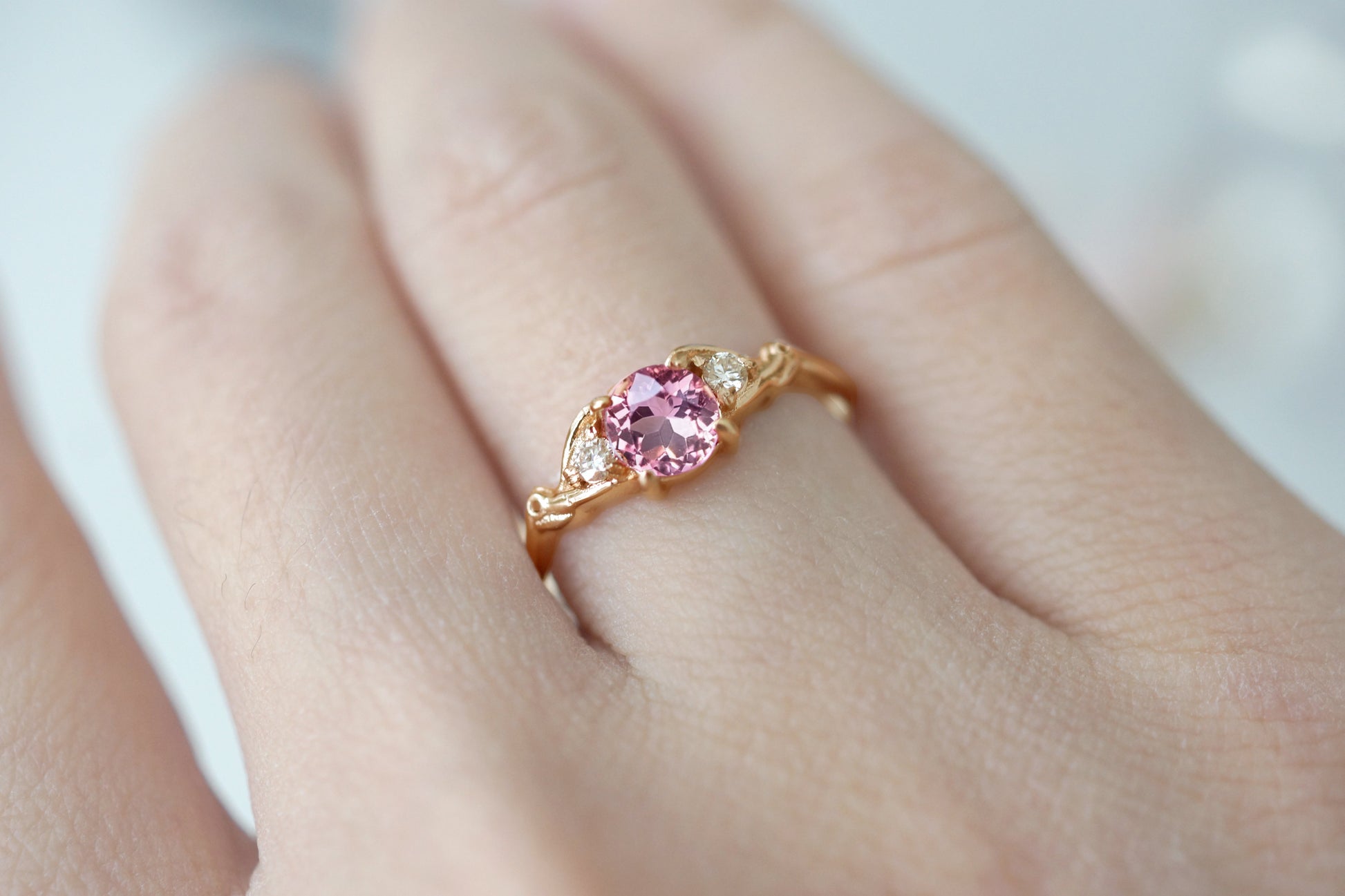Wishmaker Rose Quartz Engagement Ring, Pink Quartz Engagement ring